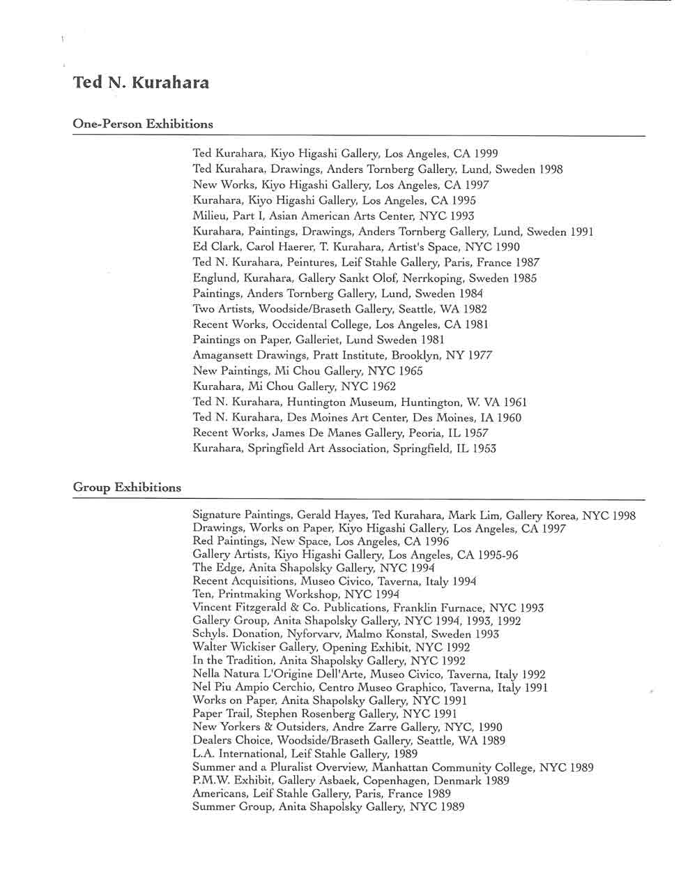 Ted Kurahara's Resume, pg 1